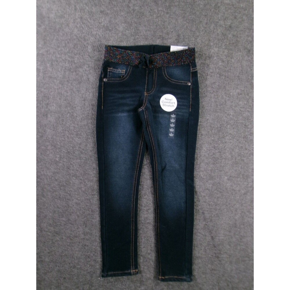 Arizona Jean Co Jeans Youth 6 Blue Jeggings Dark Wash Stretch Glitter Waist